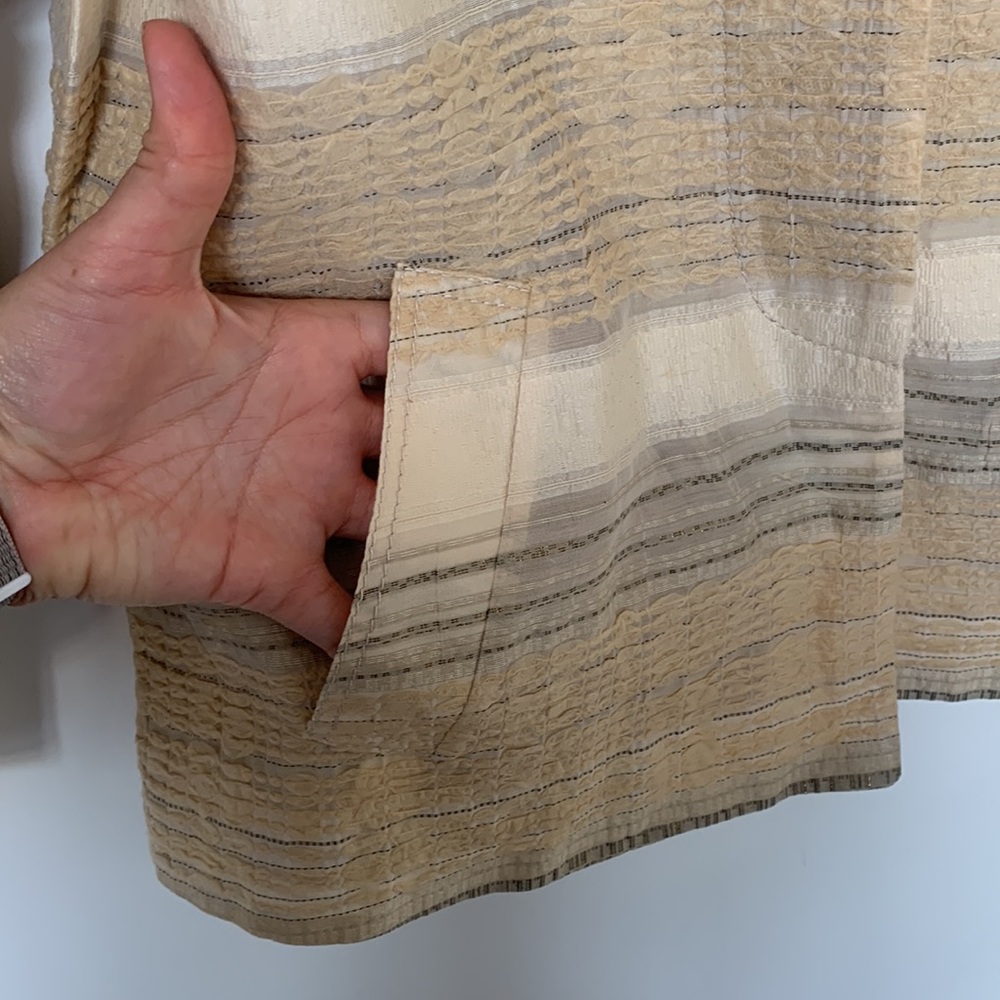 PIAZZA SEMPIONE Vintage Textured White, Beige, Gray, Gold Jacket - Size Medium - Picture 4 of 16